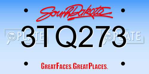 3TQ273 South Dakota License Plate