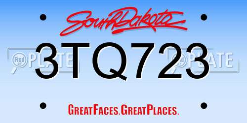 3TQ723 South Dakota License Plate