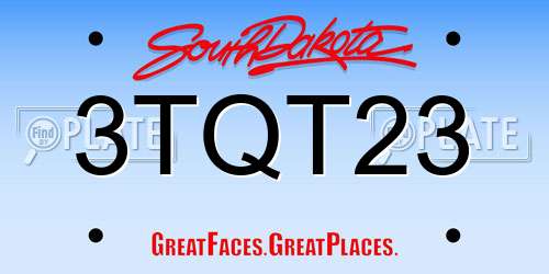 3TQT23 South Dakota License Plate