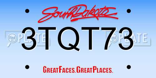 3TQT73 South Dakota License Plate