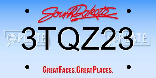 3TQZ23 South Dakota License Plate