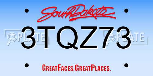 3TQZ73 South Dakota License Plate