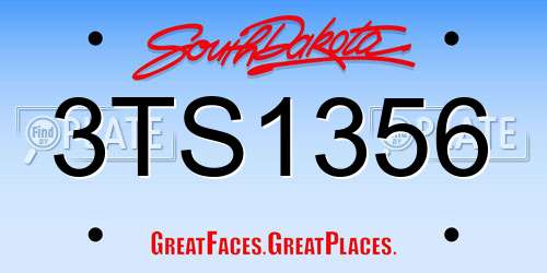 3TS1356 South Dakota License Plate
