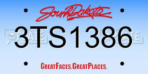 3TS1386 South Dakota License Plate