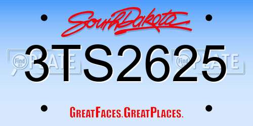 3TS2625 South Dakota License Plate
