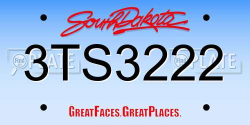 3TS3222 South Dakota License Plate