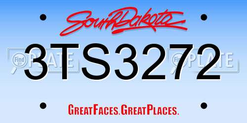 3TS3272 South Dakota License Plate