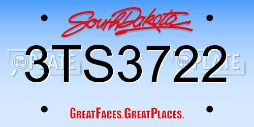 3TS3722 South Dakota License Plate