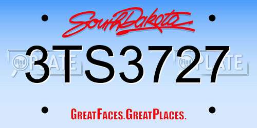 3TS3727 South Dakota License Plate