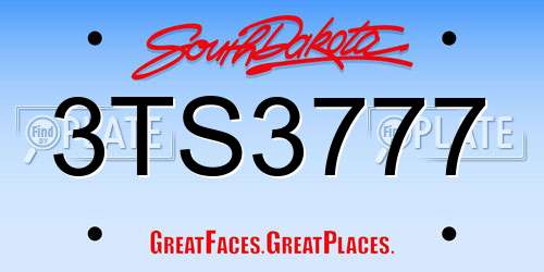 3TS3777 South Dakota License Plate