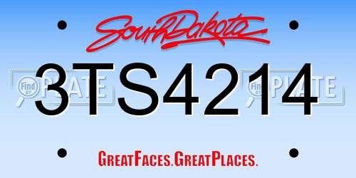 3TS4214 South Dakota License Plate