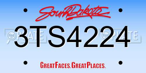 3TS4224 South Dakota License Plate
