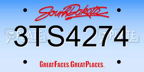 3TS4274 South Dakota License Plate
