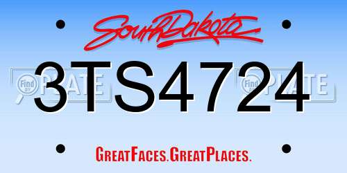 3TS4724 South Dakota License Plate