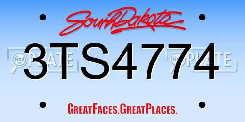 3TS4774 South Dakota License Plate