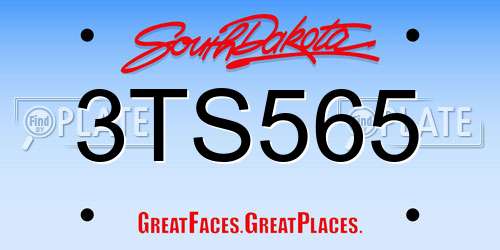 3TS565 South Dakota License Plate