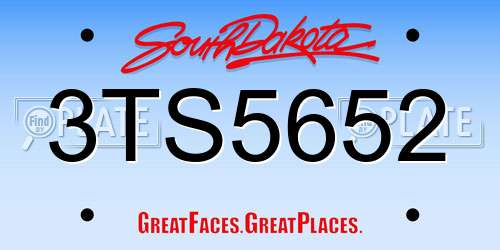 3TS5652 South Dakota License Plate