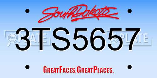 3TS5657 South Dakota License Plate