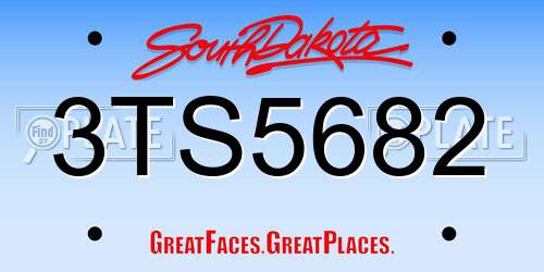 3TS5682 South Dakota License Plate