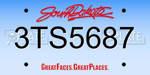 3TS5687 South Dakota License Plate