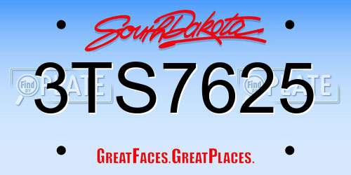 3TS7625 South Dakota License Plate