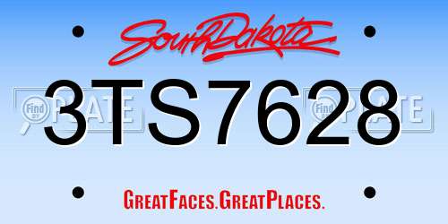 3TS7628 South Dakota License Plate
