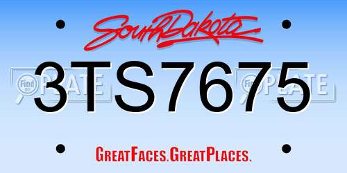 3TS7675 South Dakota License Plate