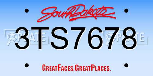 3TS7678 South Dakota License Plate