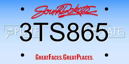 3TS865 South Dakota License Plate
