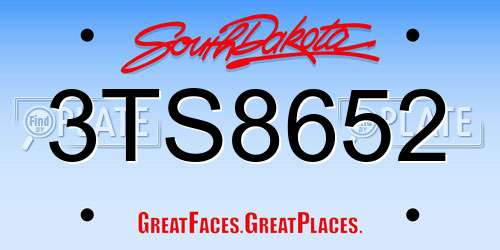3TS8652 South Dakota License Plate
