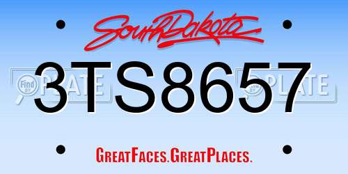 3TS8657 South Dakota License Plate