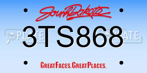 3TS868 South Dakota License Plate
