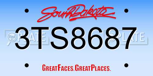 3TS8687 South Dakota License Plate