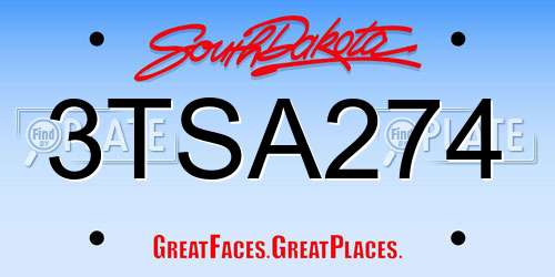 3TSA274 South Dakota License Plate