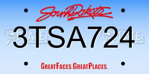 3TSA724 South Dakota License Plate