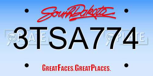 3TSA774 South Dakota License Plate