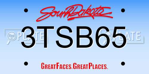 3TSB65 South Dakota License Plate