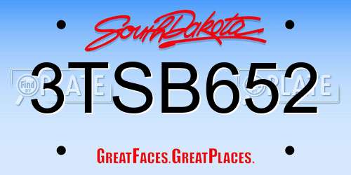 3TSB652 South Dakota License Plate