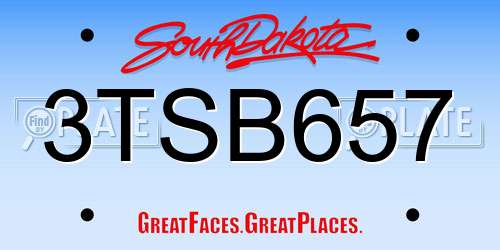 3TSB657 South Dakota License Plate