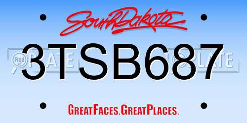 3TSB687 South Dakota License Plate