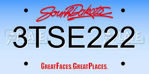 3TSE222 South Dakota License Plate