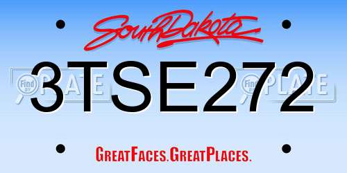 3TSE272 South Dakota License Plate