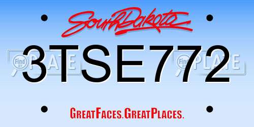 3TSE772 South Dakota License Plate