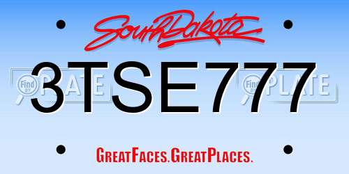 3TSE777 South Dakota License Plate