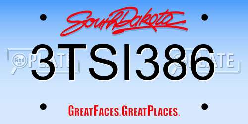 3TSI386 South Dakota License Plate