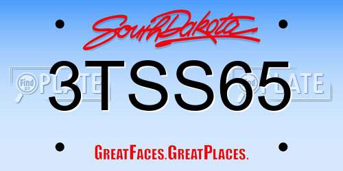 3TSS65 South Dakota License Plate