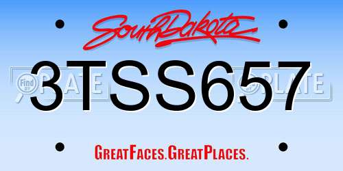 3TSS657 South Dakota License Plate