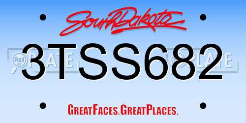 3TSS682 South Dakota License Plate