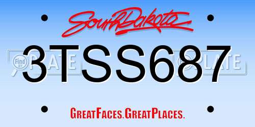 3TSS687 South Dakota License Plate