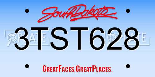 3TST628 South Dakota License Plate